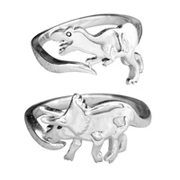 Dinosaur Rings Cute Silver Color Opening Adjustable Rings Best Love Gift Design Animal Shape Ring For Women Men Punk Style 2