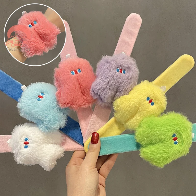 

Cute Little Monster Plush Clap Circle Toy Cartoon Doll Wristband Slap Bracelets Hand Clap Ring Kids Party Favor Gifts