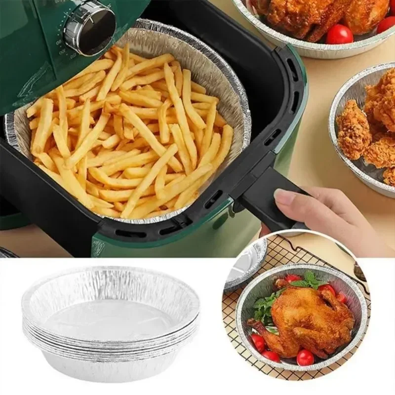 10Pcs/Set Tin Foil Tray Home Disposable Oven Barbecue Pan Pad Aluminum Foil Bowl Oil-Proof Steamer Basket Liner Baking Paper