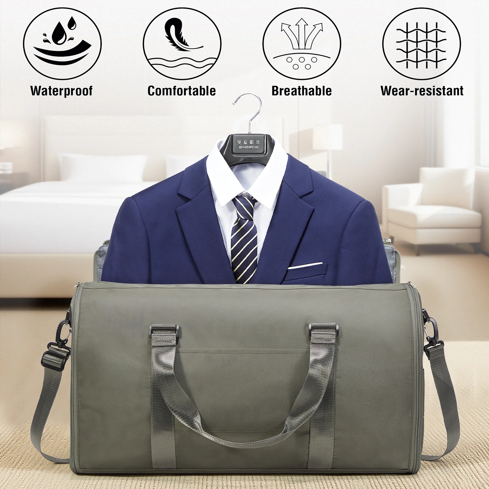 Men's Women Suit Garment Bag Large Capacity Suit Holders Travel Bag Convertible Bag, Clothing Storage Bag, Handbag Crossbody Bag