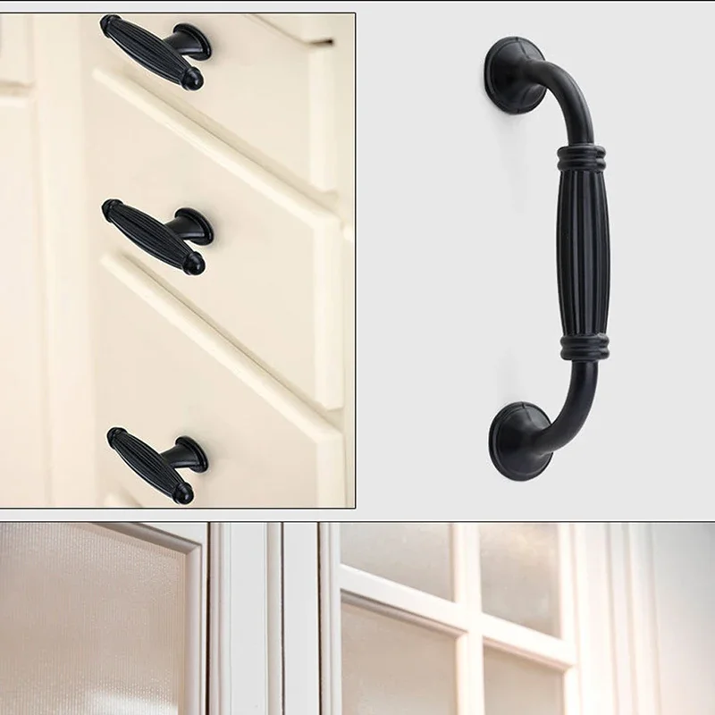 Furniture Handle Cabinet Pulls 96-224mm Drawer Door Black Handle For Closet Bathroom Kitchen Furniture Cabinet Wardrobe JUIDINTO door handles cabinet handles