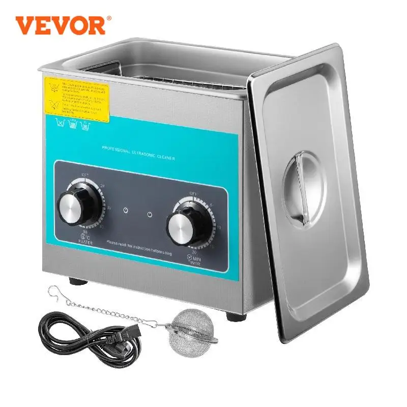 VEVOR 2L 3L Knob Ultrasonic Cleaner with Heater Mini Portable Washing Machine Ultrasound Small Dishwasher Jewelry Glasses Parts