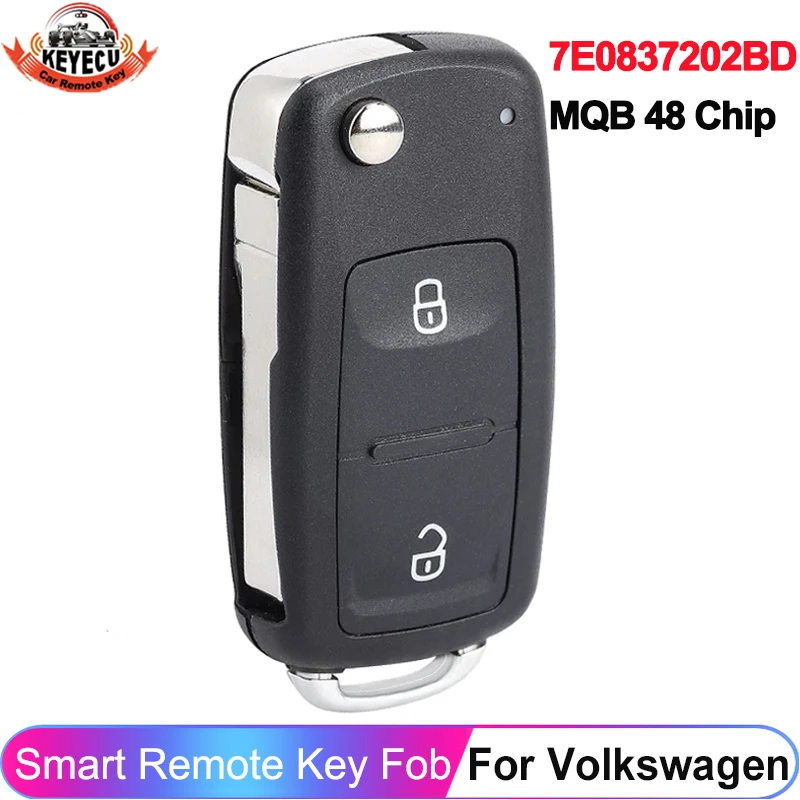 KEYECU 2 Buttons 7E0 837 202 BD MQB 48 Chip For Volkswagen VW Amarok Transporter 2012 2013 2014 2015 Remote Key Fob 434MHz
