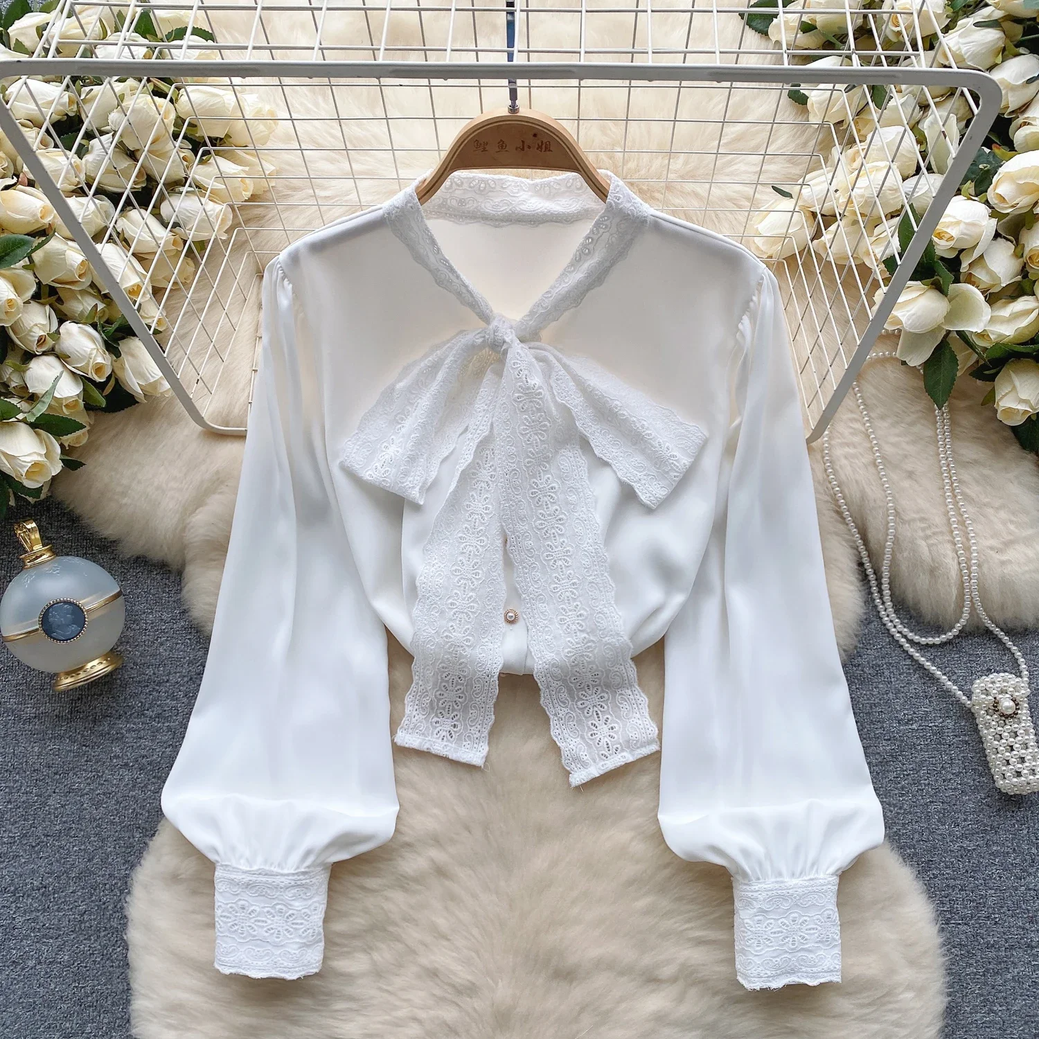 

Women Chic Puff Sleeve Long Sleeve Embroidery Bow Solid Sexy Korean Fashion Summer Women Shirt Single Breasted