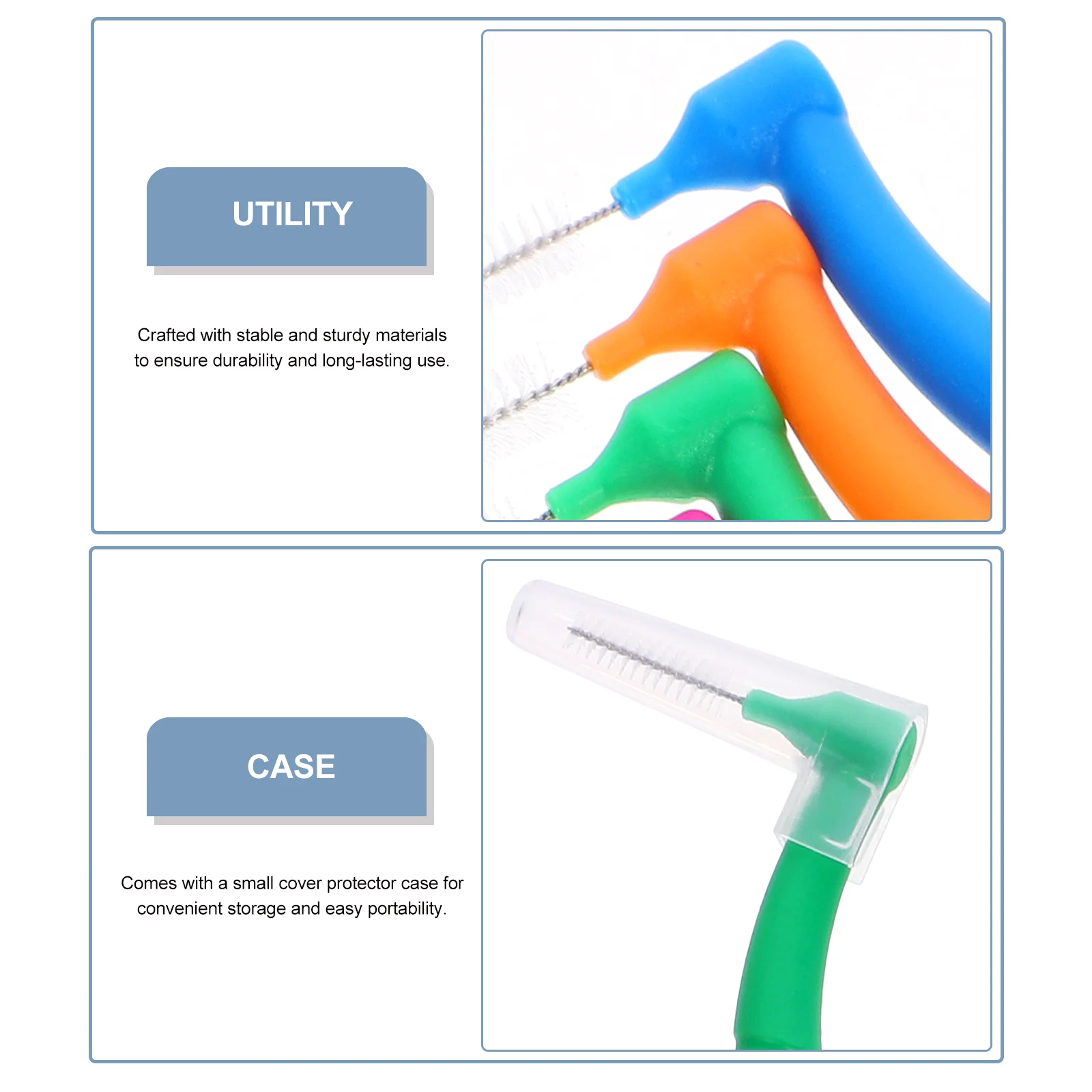 치아 청소용 휴대용 치간 브러시, 플라스틱 헤드 브러시, 50 개