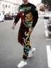 Fashion Mexican Flag 3D Print Men's Sportswear Set Casual Long-Sleeved T Shirt Pants 2-Piece Set Oversized Pullover Men Clothing 1