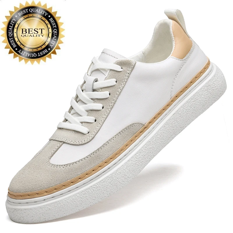 

Leather Fashion Sneakers Casual Men Shoes Male Breathable Genuine 2023 New