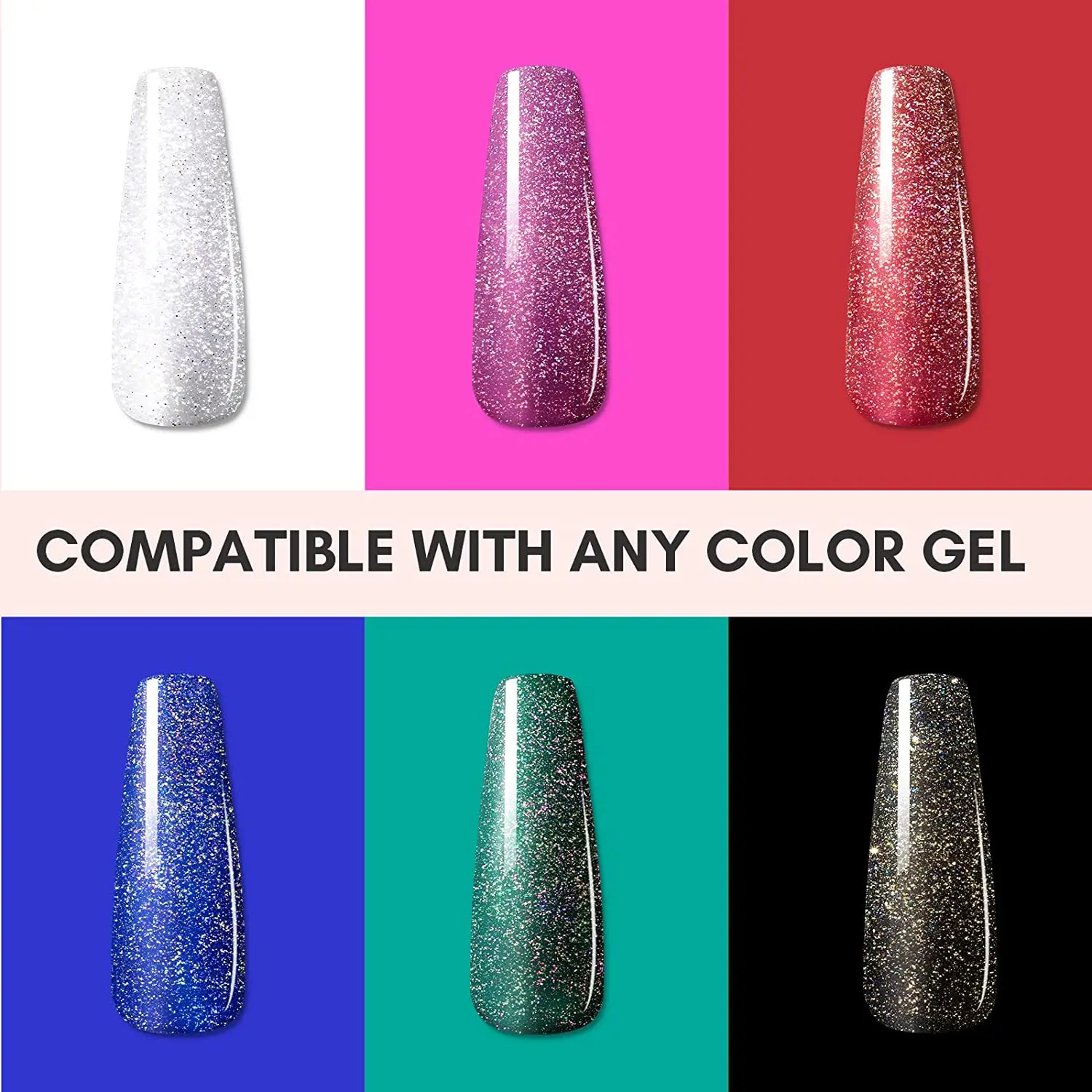 Makartt Glitter Top Coat 10ML, High Gloss Shiny Long Lasting Top Gel for Clear Nail Gel and Acrylic Nails DIY Supplies