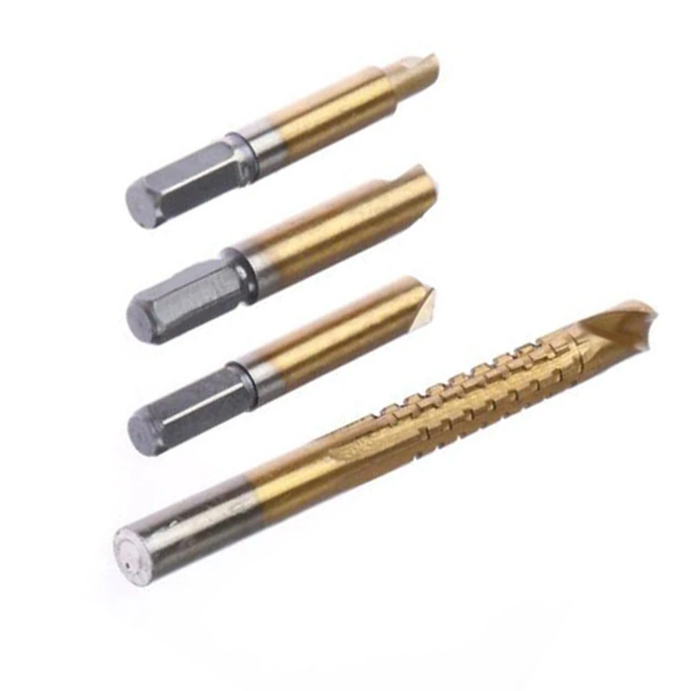 4pcs Damaged Screw Extractor With Drill Set For Thin Wood Wood Aluminum 1#  2#  3# Stud Remover Tool Metal Drill Bit Power Tool