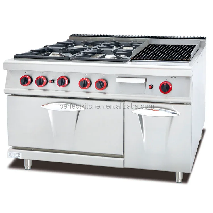 stainless steel commercial 4 burner gas cooker with oven Stainless Steel Commercial 4 burner Gas Cooker With Oven