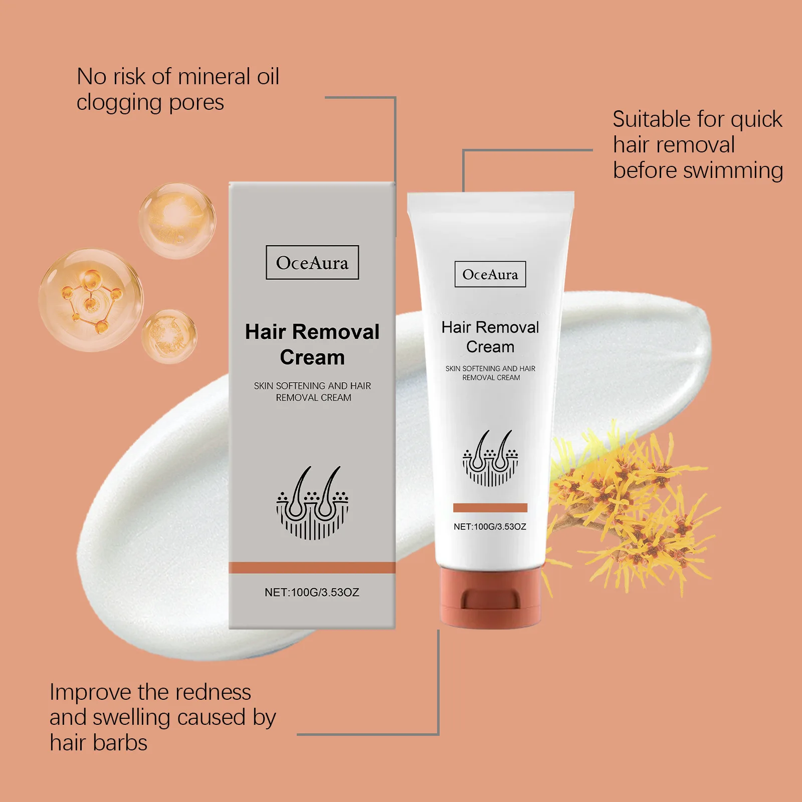 Oceaura Hair Removal Cream For Soothing Skin And Redness Relief_voghion.com
