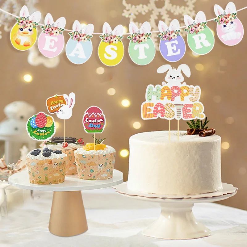 Bannière De Pâques BETESSIN - 13 Lapins En Feutre Coloré, Guirlande DIY à Suspendre