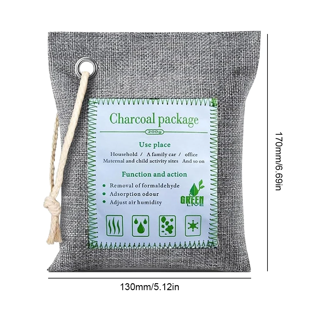 Activated Charcoal Bags 2x200g Car Air Dehumidifier Reusable Odor Absorber Moisture Absorber for Home Car Pets Bathroom Basement