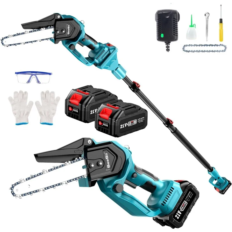 

Seesii 2-in-1 Cordless Pole Chainsaw - 8 Inch Brushless Pole Saw Battery Powered,Extendable Tree Pruner with 2 * 4.0Ah Batteries