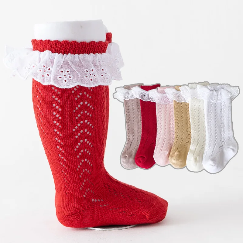 

Spanish Girls Socks Hollowed-out Socks for Kids Lace Spring Summer 2023 Princess Lolita Lace Ruffle Toddler Socks 1-3years