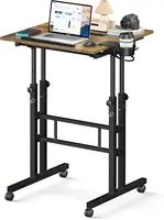 Small Standing Desk with Wheels Mobile DeskS Portable Standing Desk Walking Pad Adjustable Height Rolling Tall DeskS (Brown) 1