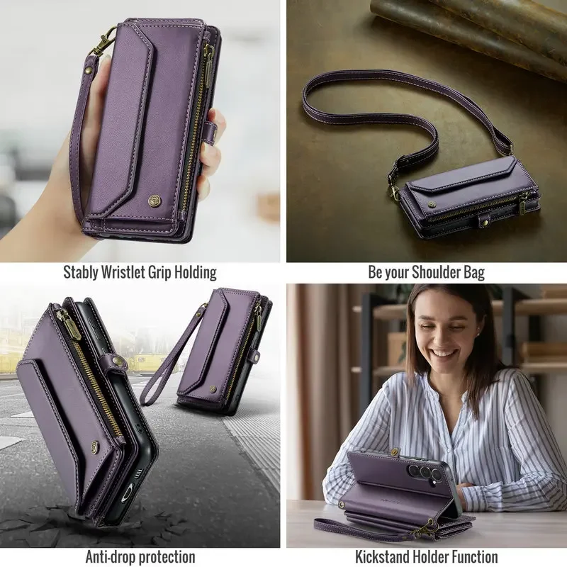 RFID Secure Crossbody Zipper Wallet Bag with Card Holder