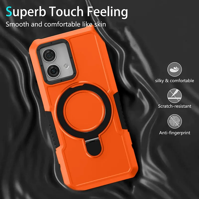 Shockproof Armor Phone Case with Rotating Ring Stand