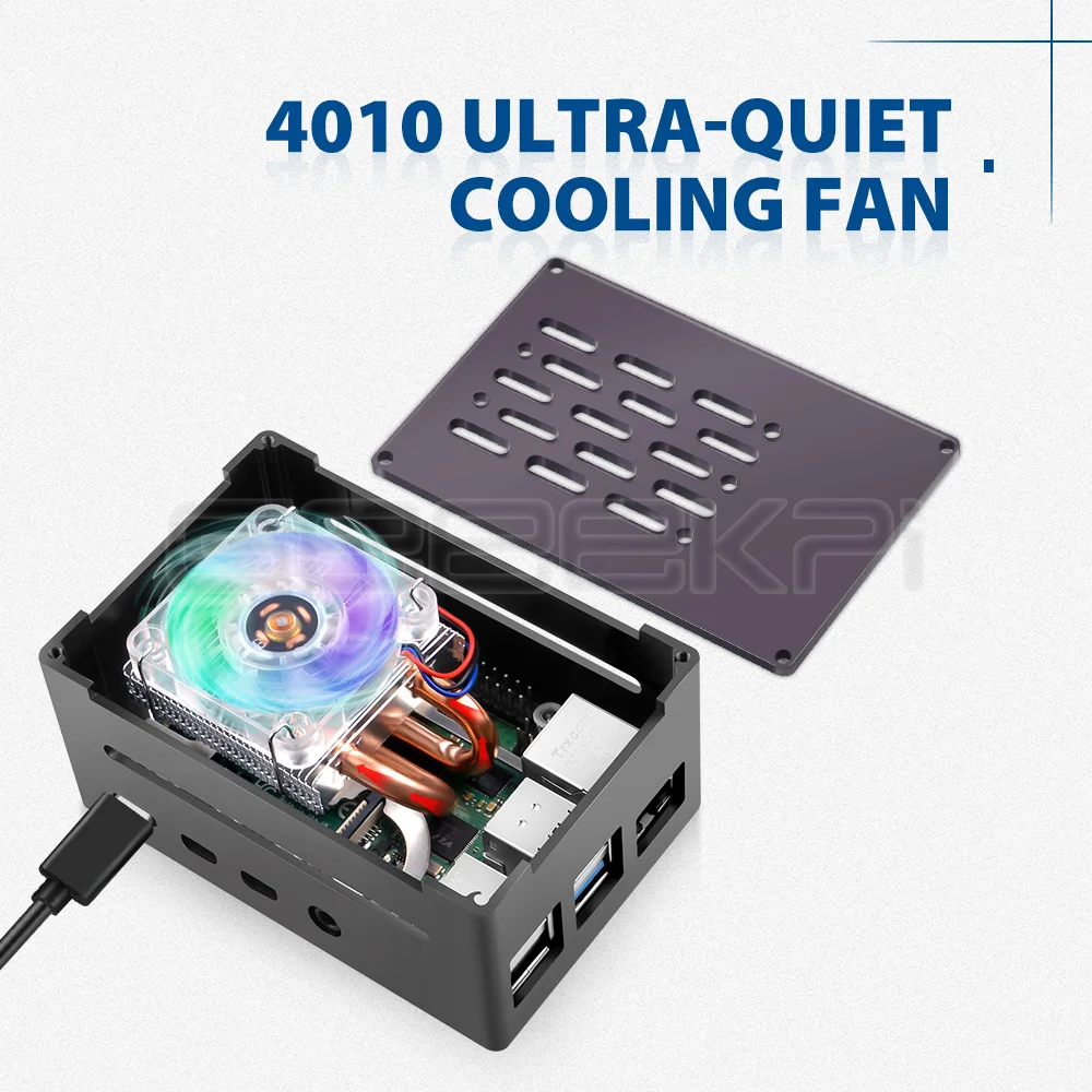 geeekpi boîtier en brique coque noire avec mini tour profil ventilateur de refroidissement pour raspberry pi modèle