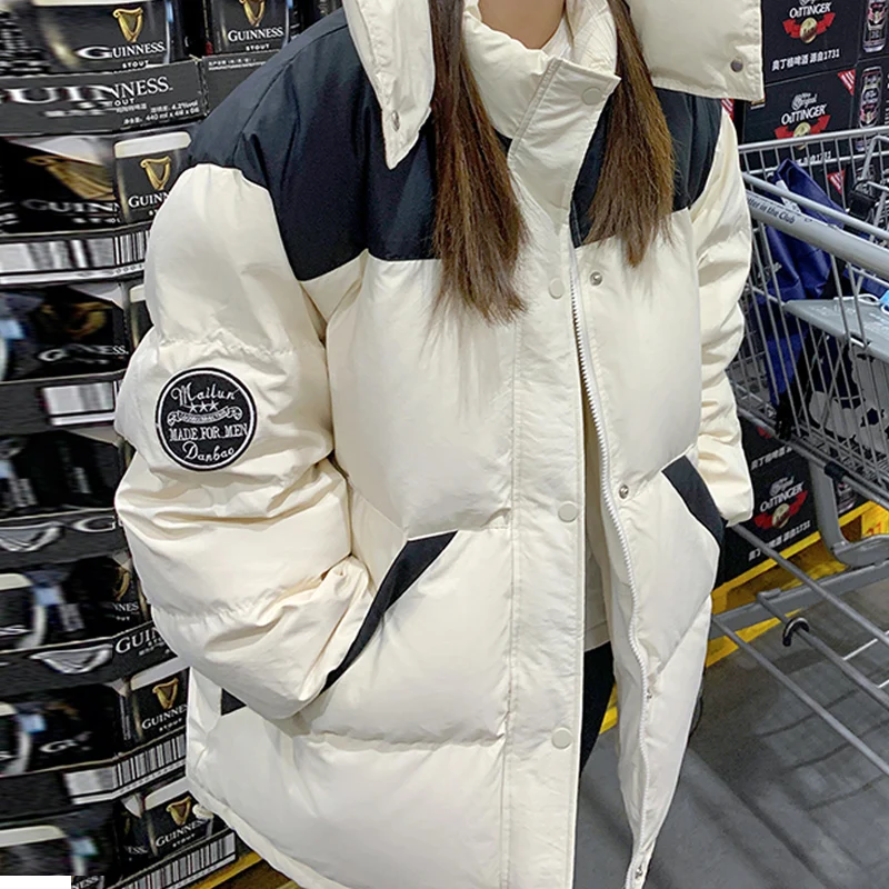 2022 winter new down padded jacket thickened warm hooded parka women's casual loose winter cotton padded jacket jacket women