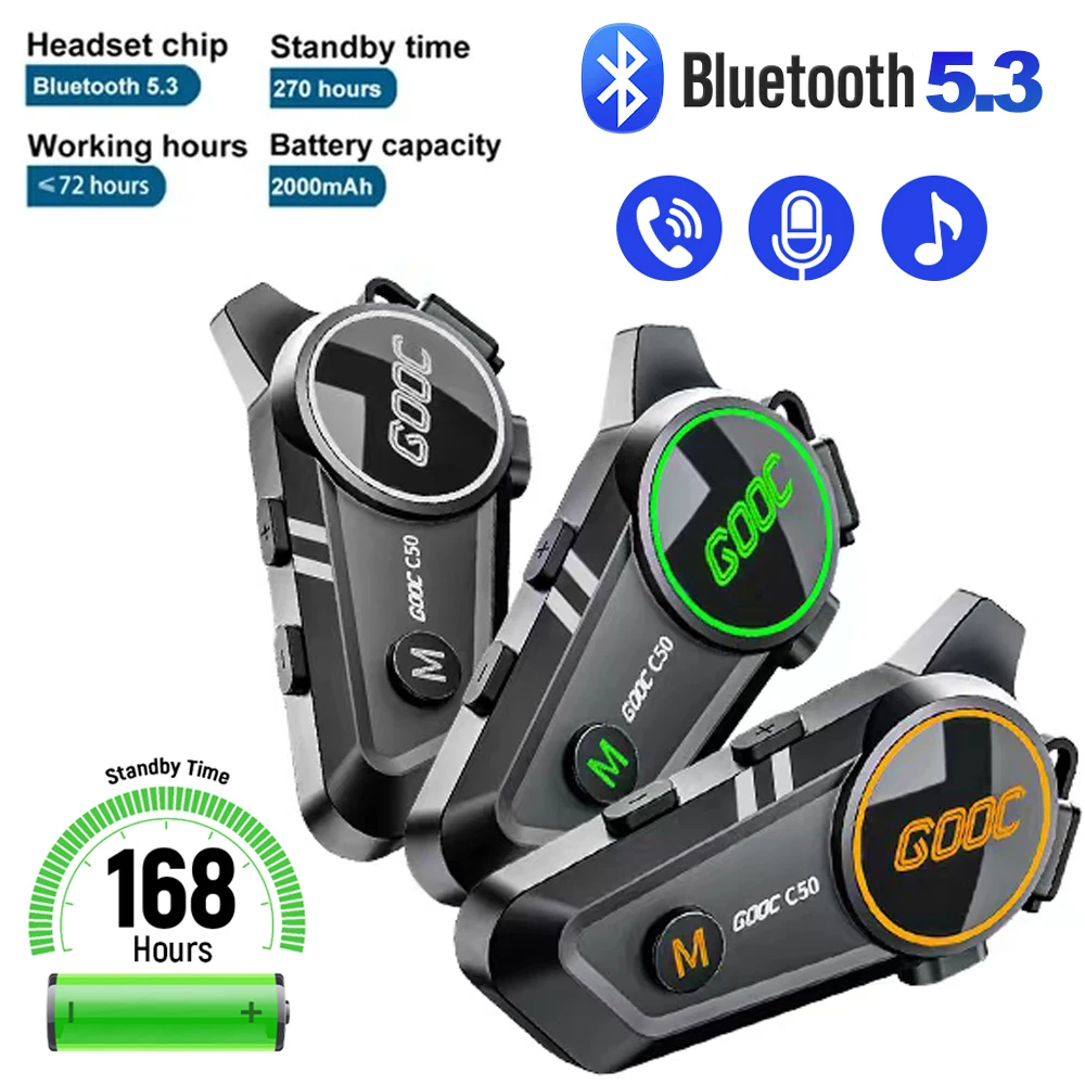 C50 Motorcycle Bluetooth Helmet Headset V5.3 Waterproof