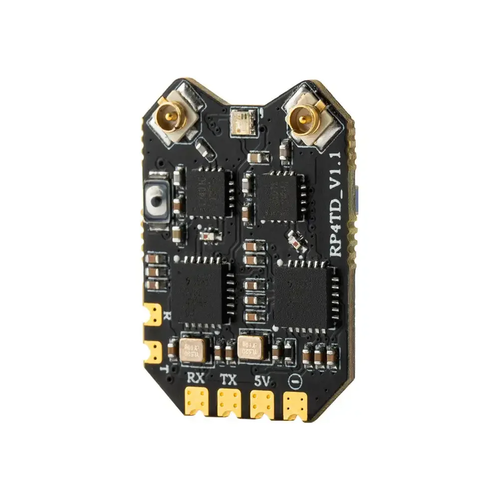 Récepteur RadioMaster RP4TD ExpressLRS 2.4GHz diversité 100mW installé sur un drone