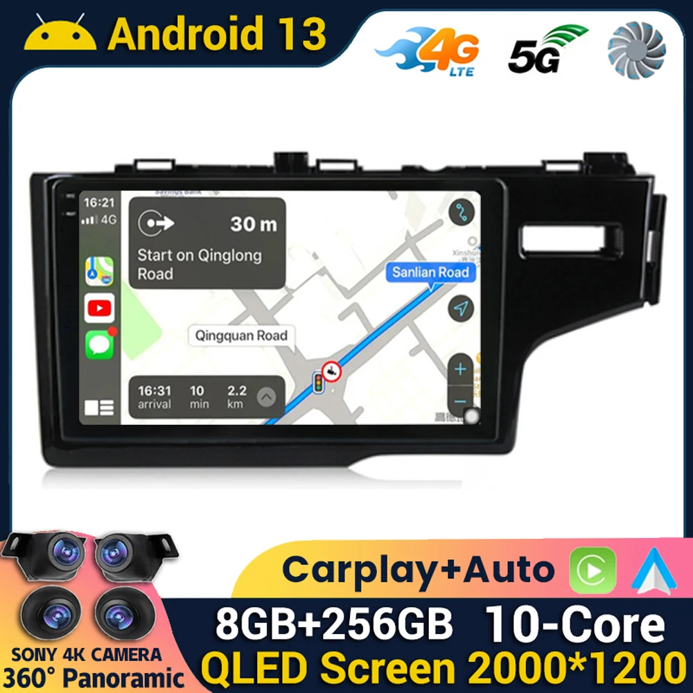 

Android 13 Wireless CarPlay Auto Car Radio for HONDA FIT JAZZ 2013-2020 RHD WIFI+4G Multimedia GPS 2din Autoradio Stereo Player