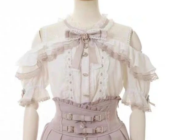 Sweet Lolita Style Girls Short Sleeve Top side angle