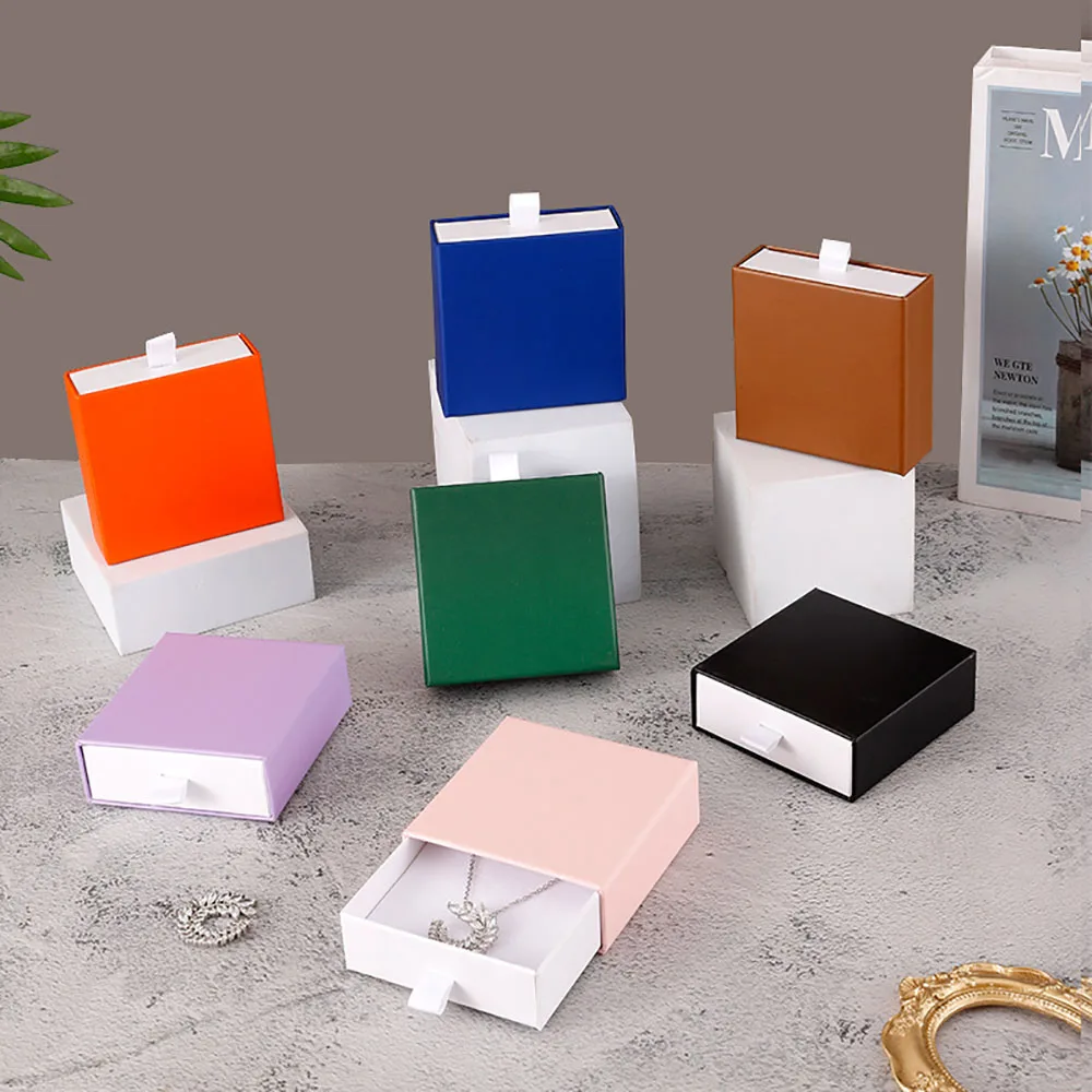 24pcs/Lot Black White Drawer Sliding Jewelry Packaging Box Greeting Card Necklace Bracelet Gift Package Case Boxes Dropshipping