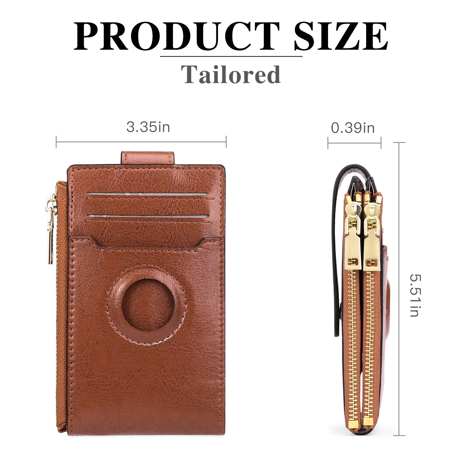 2023 Leather Ladies AirTag Tracker Large Capacity ID Credit Card Holder Zipper Coin Purses RFID Anti-theft Brush Dollar Clip