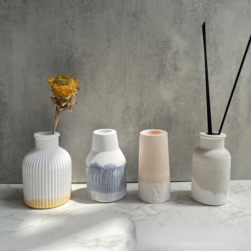 Silicone Mold Three-dimensional Vase Flower Pot Plaster Glue Mold Home Decoration