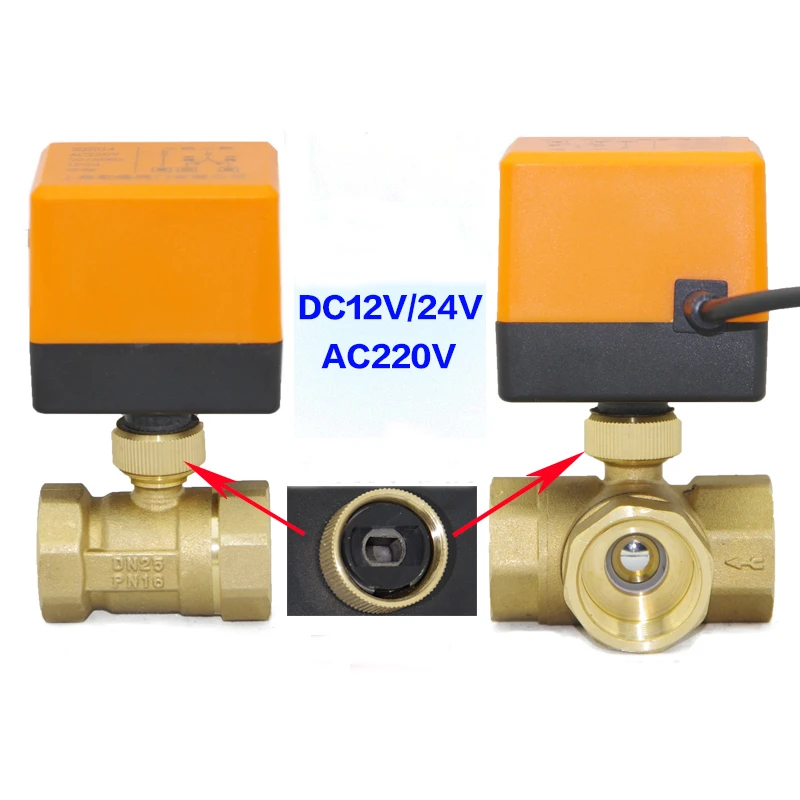 

24V/220V Motorized Ball Valve 2-Way/3-Way 3-Wire Brass Electric Ball Valve Actuator Controller 2-Way-Control