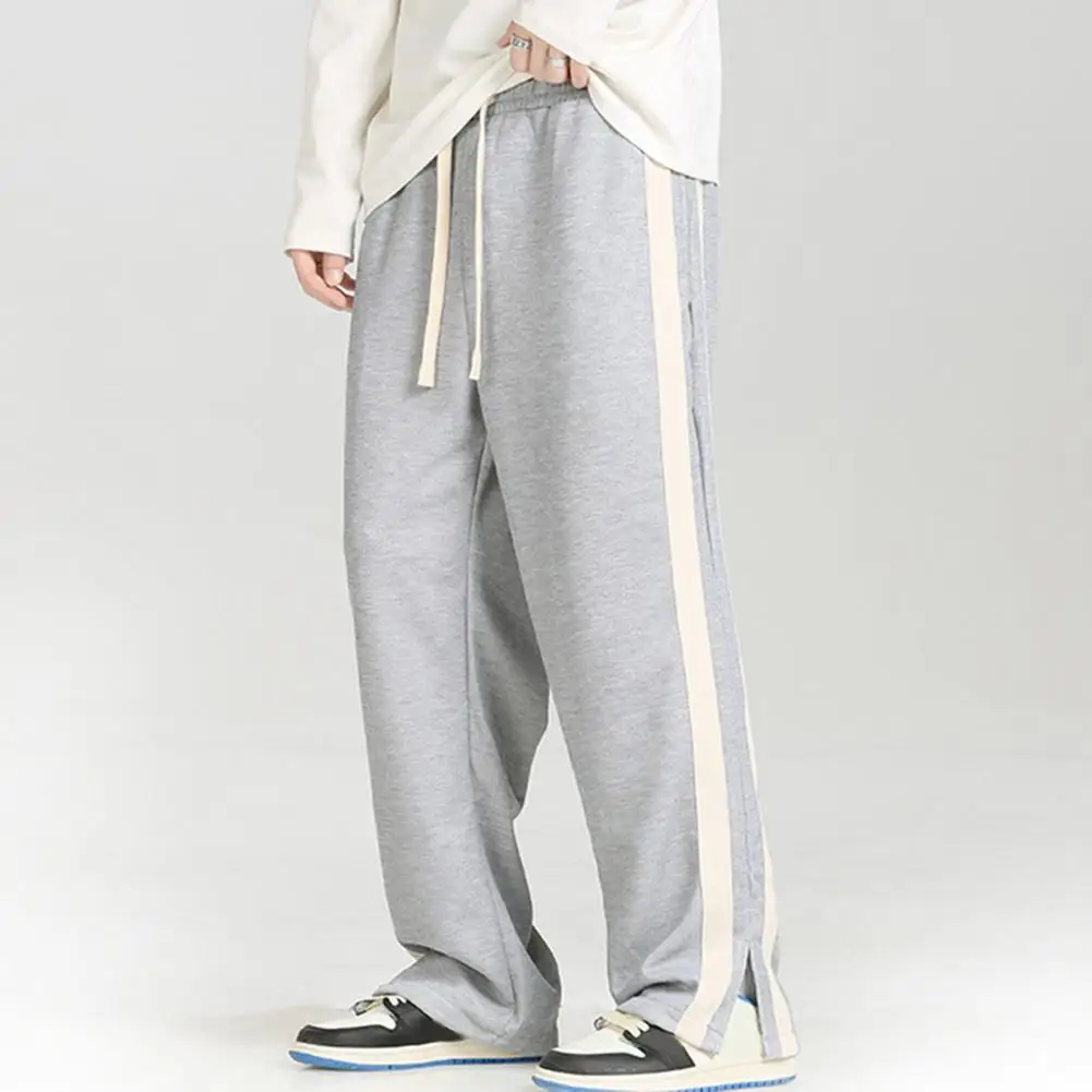 

Men Sweatpants Versatile Men's Striped Wide Leg Sweatpants Comfortable Stylish for Drawstring Waist Pants