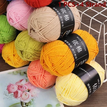 1PC 50g Knitting Yarn Soft Colorful Cotton Yarn DIY Wool Yarn for Handmade Knitting Blanket Scarf Bag Thick Thread Crochet Yarn 2