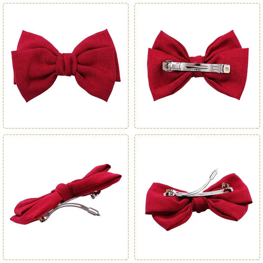 Children Bow Hair Clips Baby Girls Sweet Princess Hairpin Solid Color Spring Hairpin Fabric Barrettes Kids Hair Accessories 6
