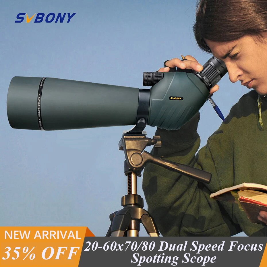 SVBONY-SV411 Telescopio profesional de doble enfoque 20-60X70/80 con trípode equipo de acampada impermeable para observación de aves