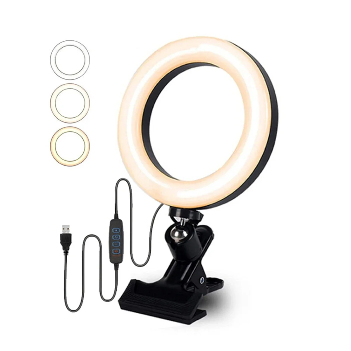 Video Conference Lighting Kit 6Inch Ring Light Clip on Laptop Monitor 3 Color Webcam Light Remote Working Self Broadcasting video conference lighting kit
