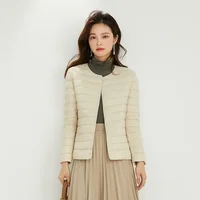 Women Liner Duck Down Jacket O-neck Variable V-neck 2024 New Female Winter Keep Warm Collarless Ultralight Quilted Puffer Coat 1