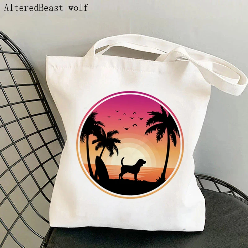 Women Shopper bag Beagle Antidepressant Kawaii Bag Harajuku Shopping Canvas Shopper Bag girl handbag Tote Shoulder Lady Bag