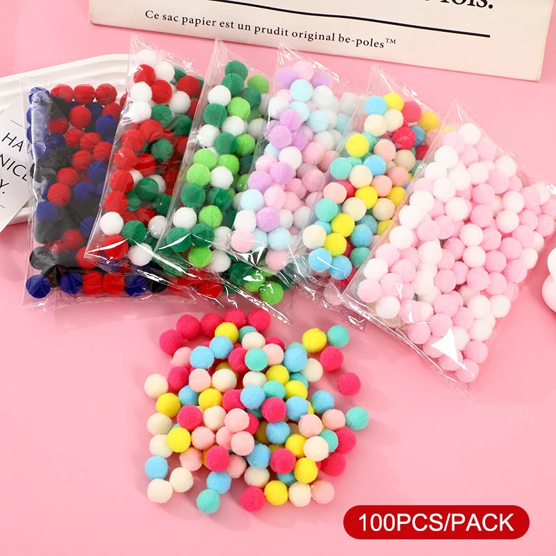 100 개/몫 마카롱 폼폼 푹신한 공 10mm Coloful 플러시 볼 수제 공예 헤어 밴드 재료 액세서리 DIY 장식 장난감