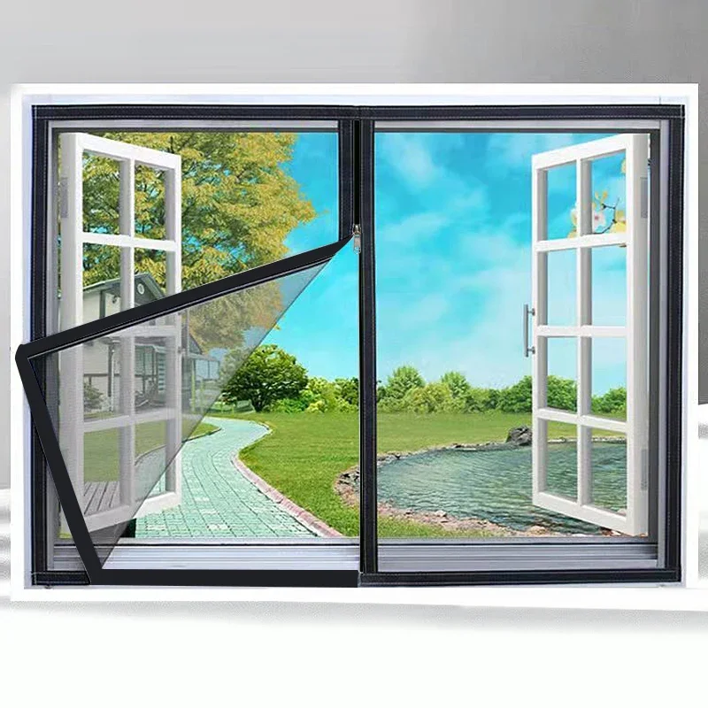 Zipper Mesh Window Screen Anti-mosquito Anti-bird Anti-cat Self-adhesive for Window