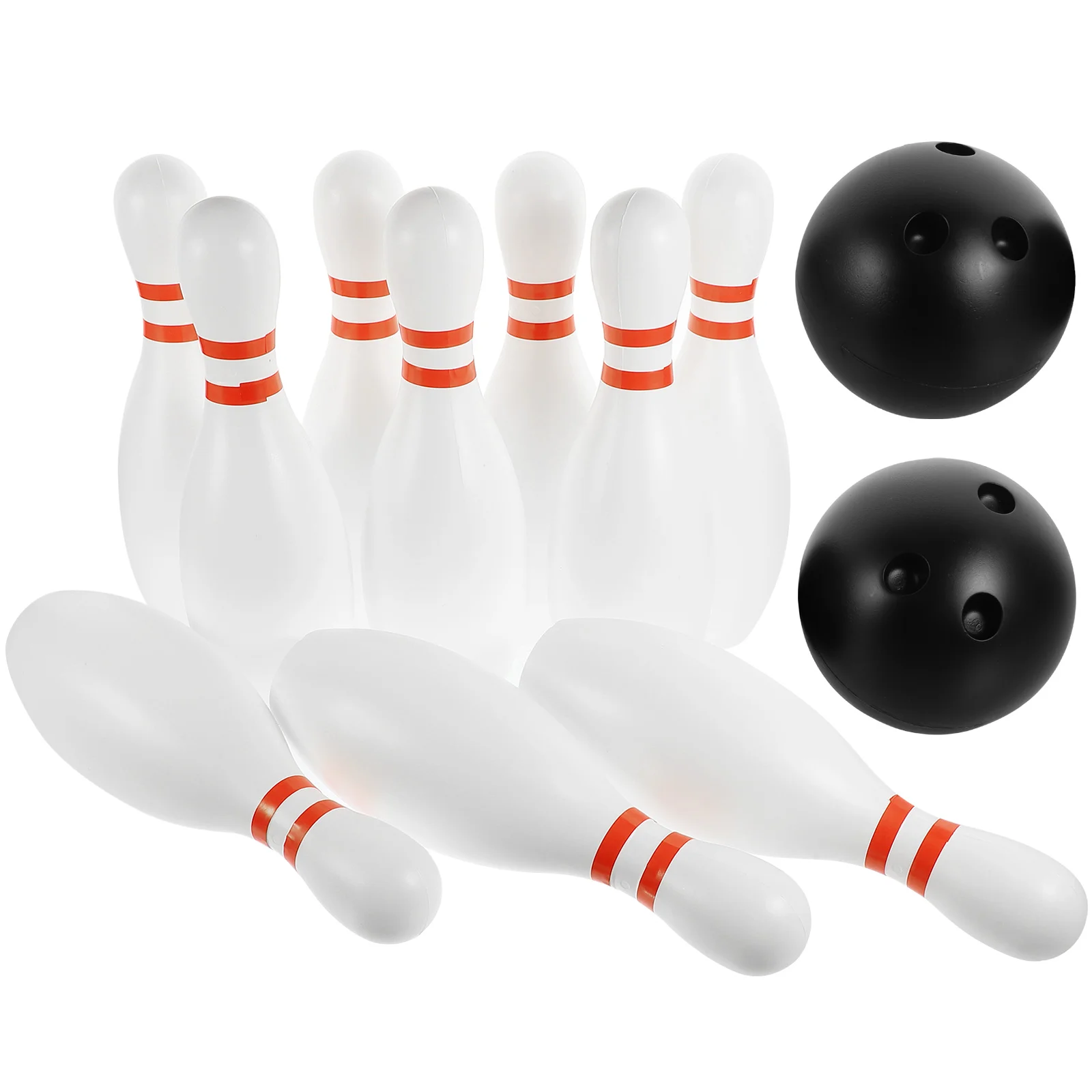   Large Size Bowling Play Sets Indoor Outdoor Sports Bowling Games Toy for Kids(10pcs Bowling White+2pcs Balls Random Color) 