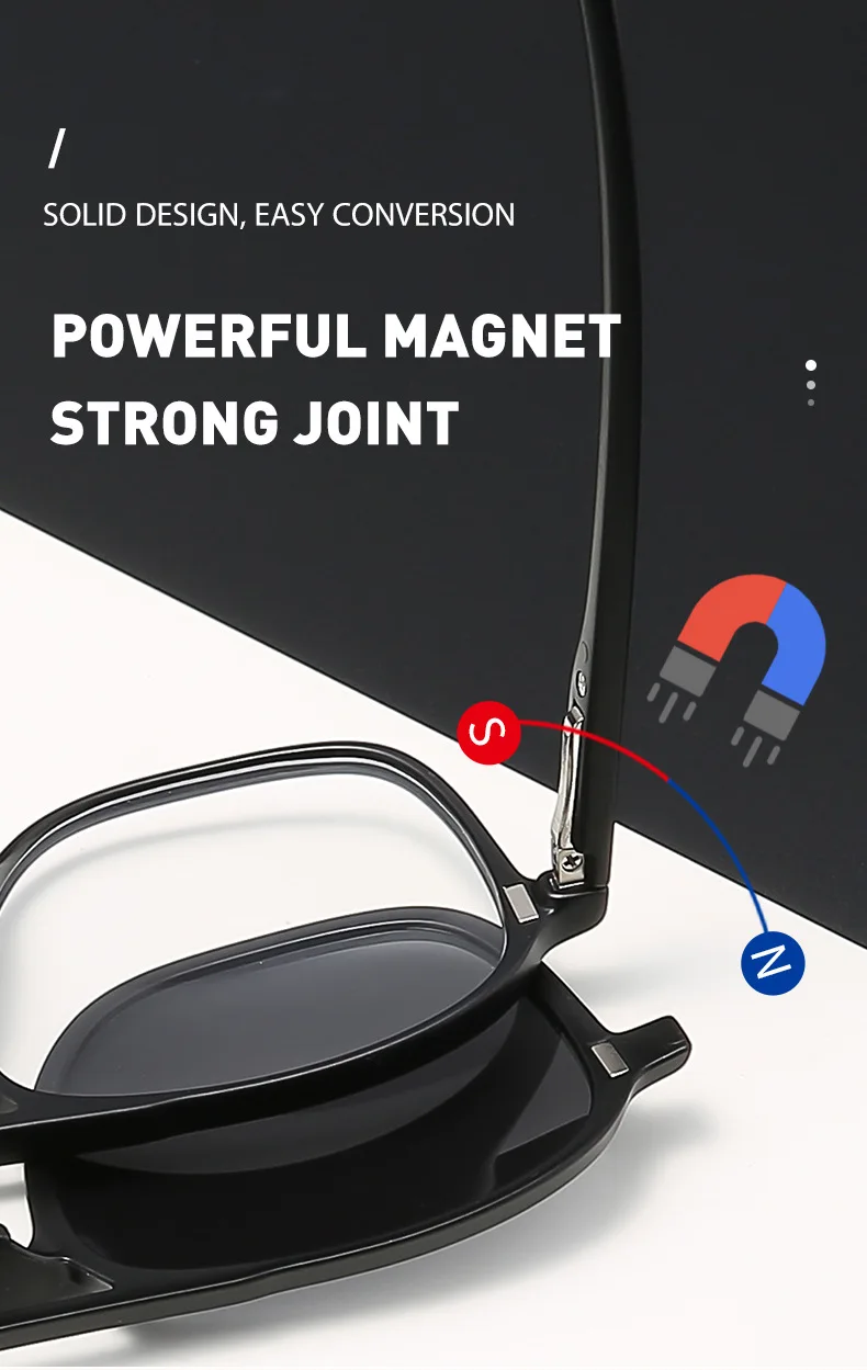 Magnetischer Sonnenbrillen-Clip und optischer Brillenrahmen, 6-in-1, Damen und Herren, polarisiert oder Nachtsicht, Mehrzweck-Brillen-Set 2333 – Detail 6