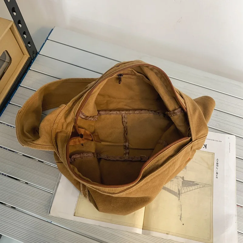 100% Cotton Female Male Teenager Casual Roomy School Book Hobo Handbag Student Fashion Woman Everyday Shoulder Crossbody Bag