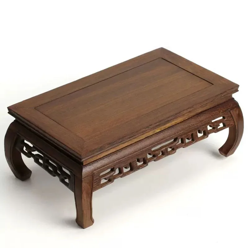 Retro Wooden Base Shelf for Fish Tank, Flower Vase, Bonsai Stand, Artical Decor, Pedestal, Square Crafts, Teapot Bases, Natura