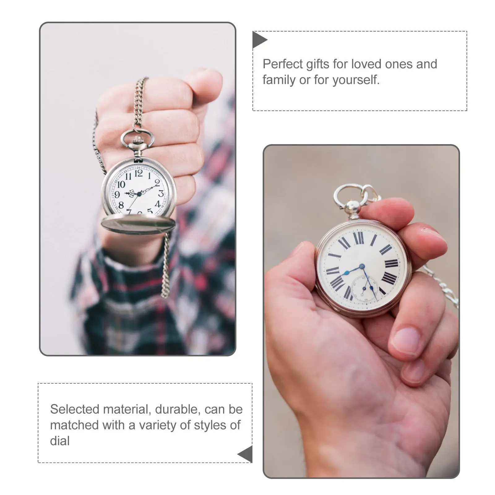 3Pcs 포켓 시계 체인 남성 여성을위한 고품질 금속 빈티지 시계 교수형 체인 청바지 벨트 체인 패션 액세서리