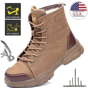 Men’s Industrial Safety Shoes Steel Toe Cap - Anti-Smash Anti-Punctur Outsole Outdoor Indestructible Construction Work Shoes 1
