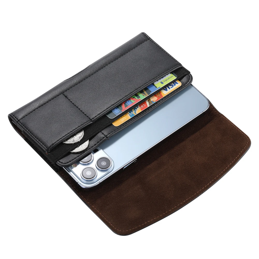 Universal Leather Phone Holster Belt Clip Case - Men's Waist Bag Cover