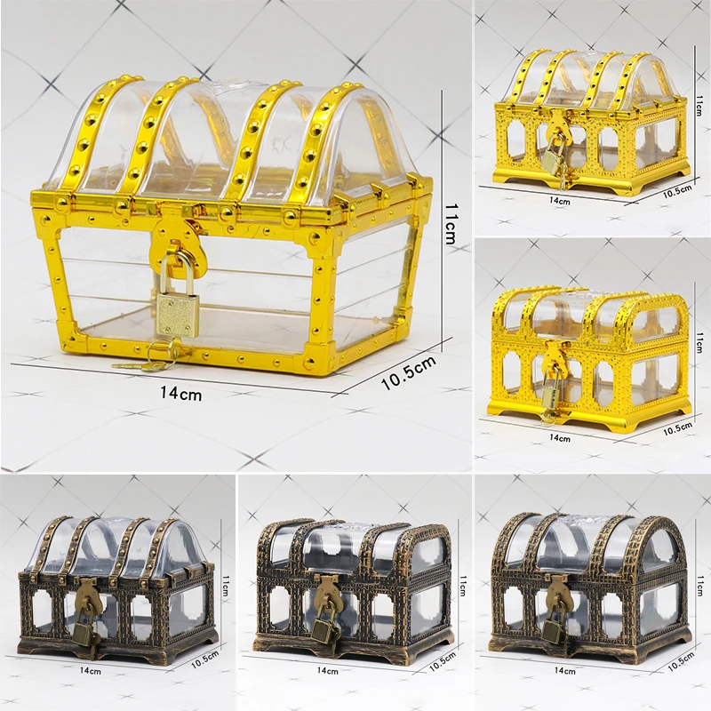 Pirate Treasure Chest with Lock – Transparent Pirate Jewelry Box for Gemstones, Crystal... - SKU PTCL2333 - UGI Packaging