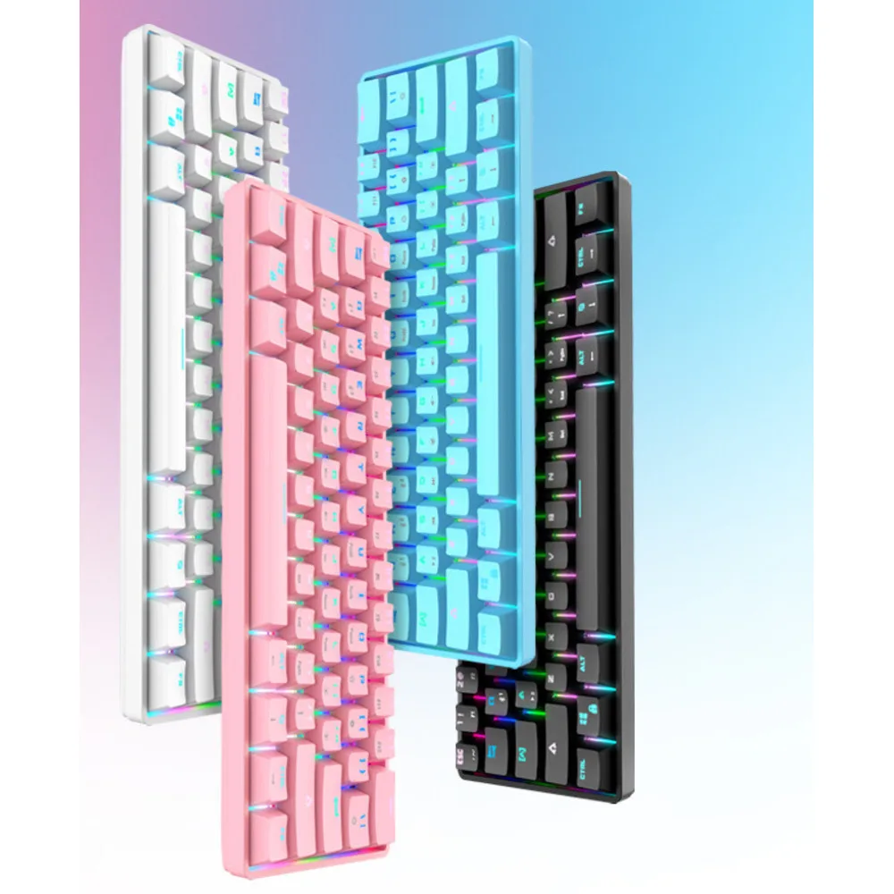 Wireless keyboard Bluetooth the third mock examination 61 RGB green axis mobile tablet notebook desktop game mechanical key_voghion.com